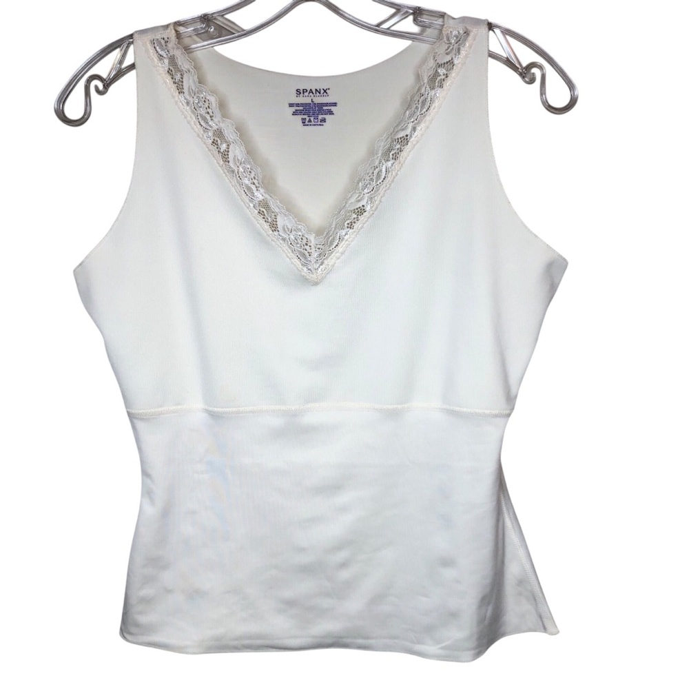 Spanx Lace V-Neck Hide and Sleek Camisole Large Tummy Control Smoothing Shaping
